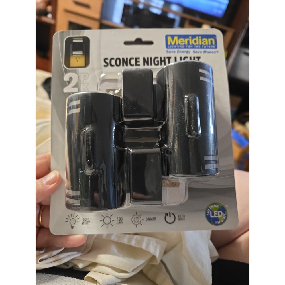 Meridian Lighting For The Future Sconce Night Light 2 Pack New Black Dimmer